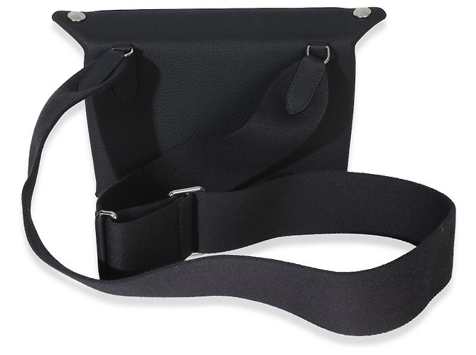 Borsa Hermès Caban Togo Videpoches PHW Nero Blu - vista 2