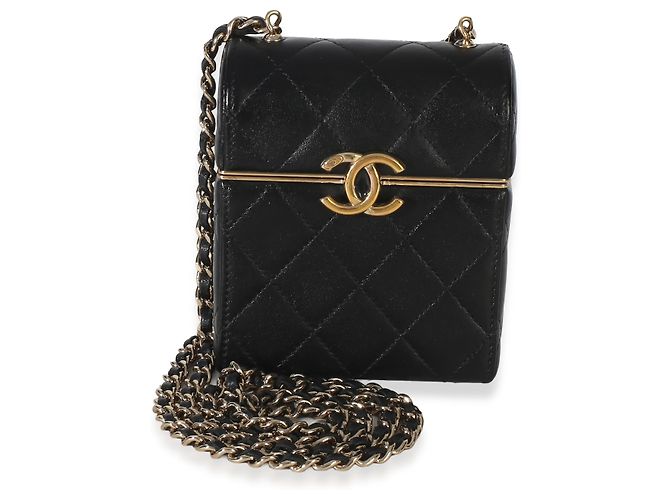 Gabrielle Piccola borsa Chanel Black Quilted Lambskin con catena Nero - vista 8