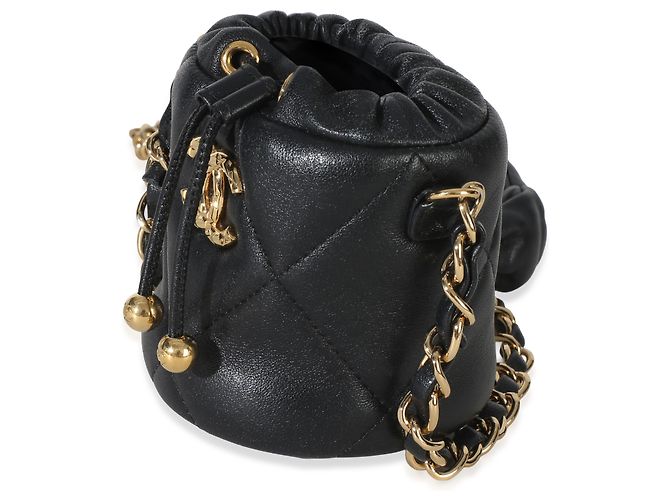 Gabrielle Micro borsa bucket Chanel in agnello trapuntato nero - vista 3