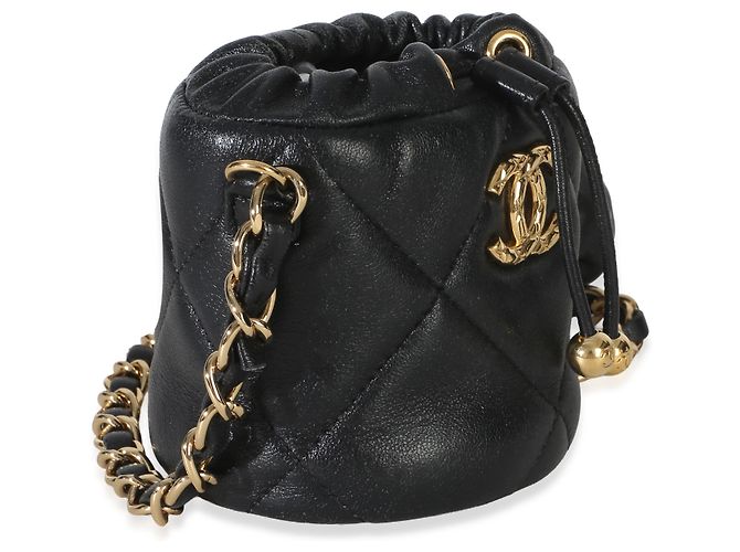 Gabrielle Micro borsa bucket Chanel in agnello trapuntato nero - vista 4
