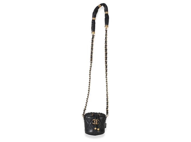 Gabrielle Micro borsa bucket Chanel in agnello trapuntato nero - vista 5