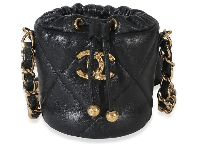 Gabrielle Micro borsa bucket Chanel in agnello trapuntato nero - vista 8