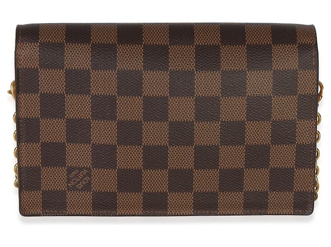 Onthego Louis Vuitton Vavin Chain Wallet in tela Damier Ebene crema Marrone - vista 2