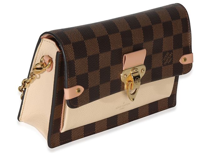 Onthego Louis Vuitton Vavin Chain Wallet in tela Damier Ebene crema Marrone - vista 4