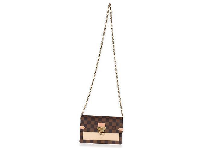 Onthego Louis Vuitton Vavin Chain Wallet in tela Damier Ebene crema Marrone - vista 5