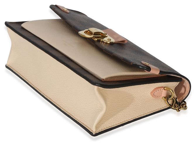 Onthego Louis Vuitton Vavin Chain Wallet in tela Damier Ebene crema Marrone - vista 6