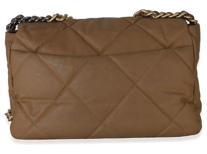 Bolsa Chanel 19 Flap de lona acolchoada marrom Chanel Large - vista 2