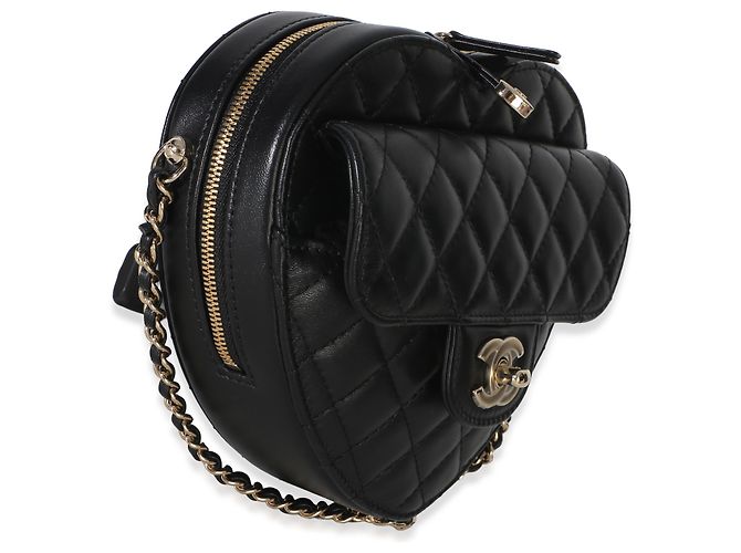 Gabrielle Borsa Chanel Black Quilted Lambskin CC In Love Heart Nero - vista 2