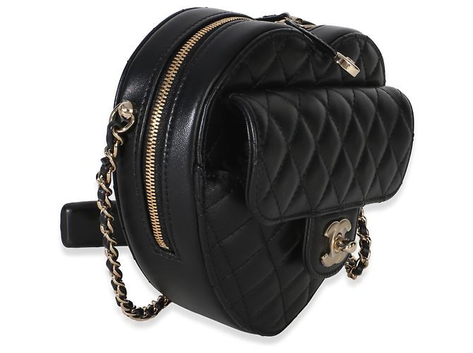 Gabrielle Borsa Chanel Black Quilted Lambskin CC In Love Heart Nero - vista 4