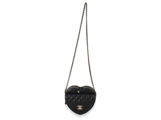 Gabrielle Borsa Chanel Black Quilted Lambskin CC In Love Heart Nero - vista 5