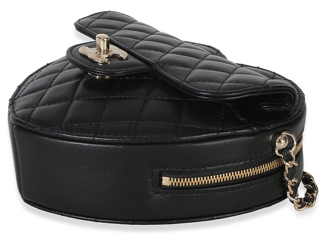 Gabrielle Borsa Chanel Black Quilted Lambskin CC In Love Heart Nero - vista 6