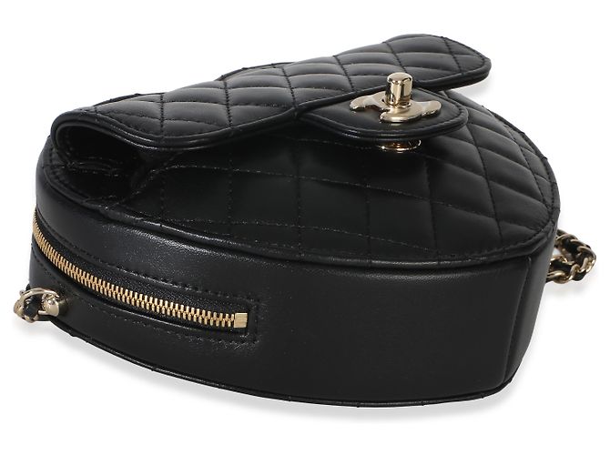 Gabrielle Borsa Chanel Black Quilted Lambskin CC In Love Heart Nero - vista 7