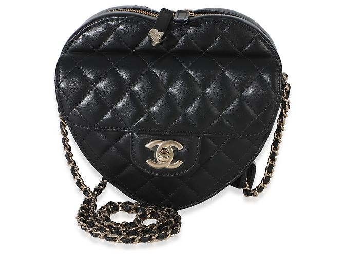 Gabrielle Borsa Chanel Black Quilted Lambskin CC In Love Heart Nero - vista 8