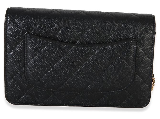 Portafoglio con Catena Chanel Black Quilted Caviar Classic Nero - vista 2