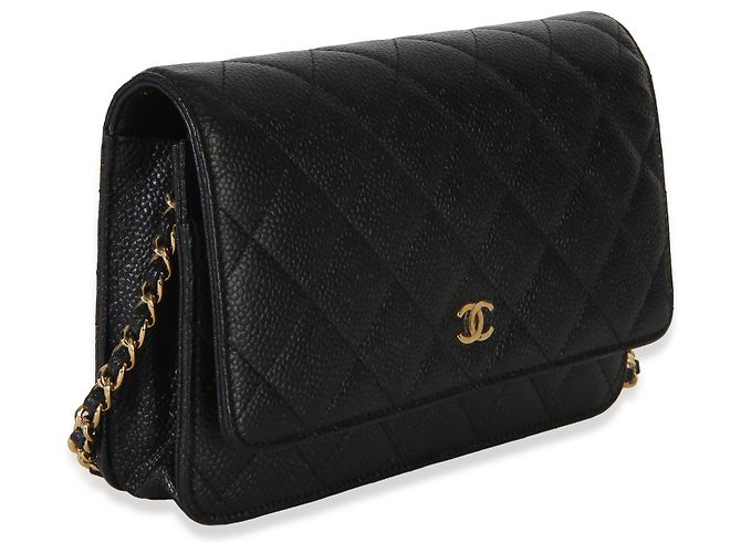 Portafoglio con Catena Chanel Black Quilted Caviar Classic Nero - vista 4