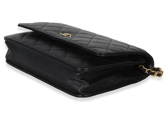 Portafoglio con Catena Chanel Black Quilted Caviar Classic Nero - vista 6