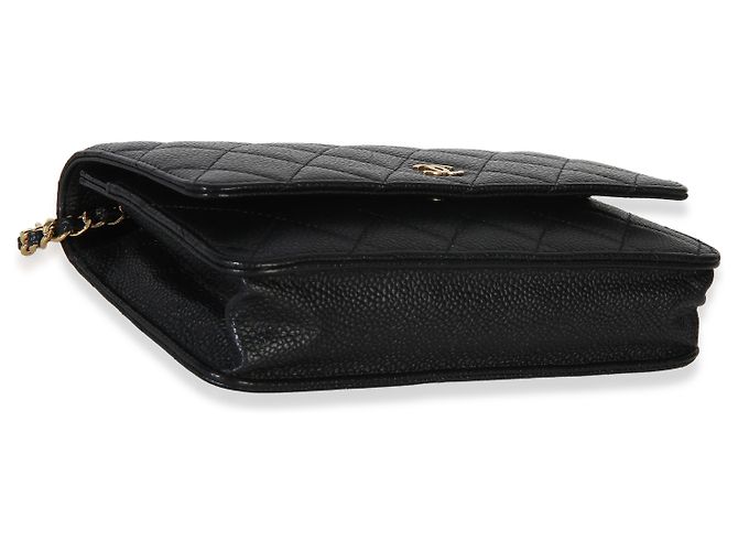 Portafoglio con Catena Chanel Black Quilted Caviar Classic Nero - vista 7