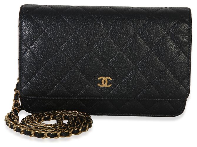Portafoglio con Catena Chanel Black Quilted Caviar Classic Nero - vista 8