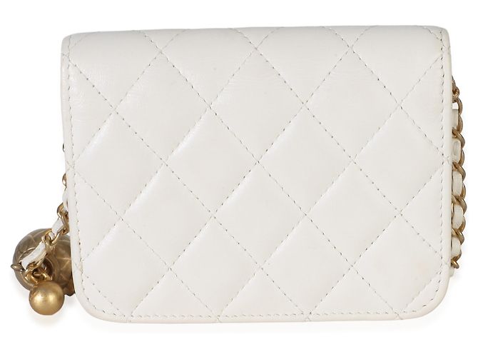 Gabrielle Clutch Chanel White Quilted Lambskin Pearl Crush Con Catena Bianco - vista 2
