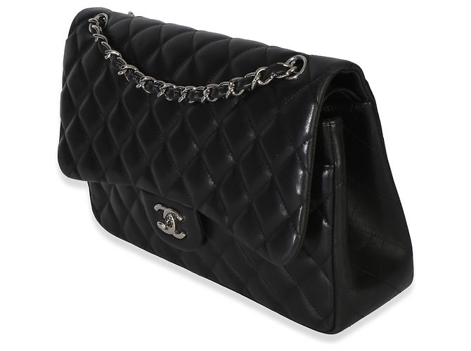 Gabrielle Borsa Chanel Black Quilted Lambskin Jumbo Double Flap Nero - vista 3