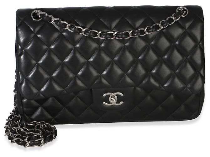 Gabrielle Borsa Chanel Black Quilted Lambskin Jumbo Double Flap Nero - vista 8
