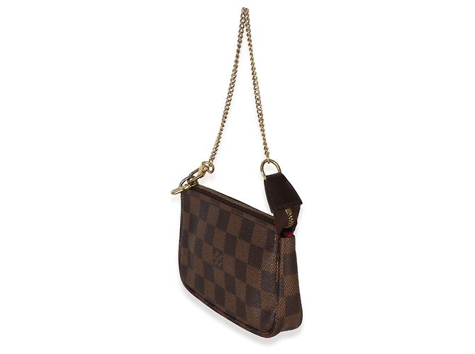 Louis Vuitton Damier Ebene Canvas Mini Pochette Accessoires Marrone - vista 3