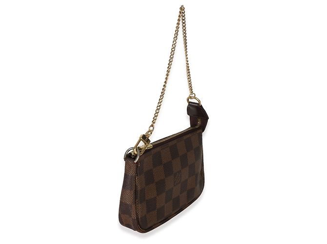 Louis Vuitton Damier Ebene Canvas Mini Pochette Accessoires Marrone - vista 4