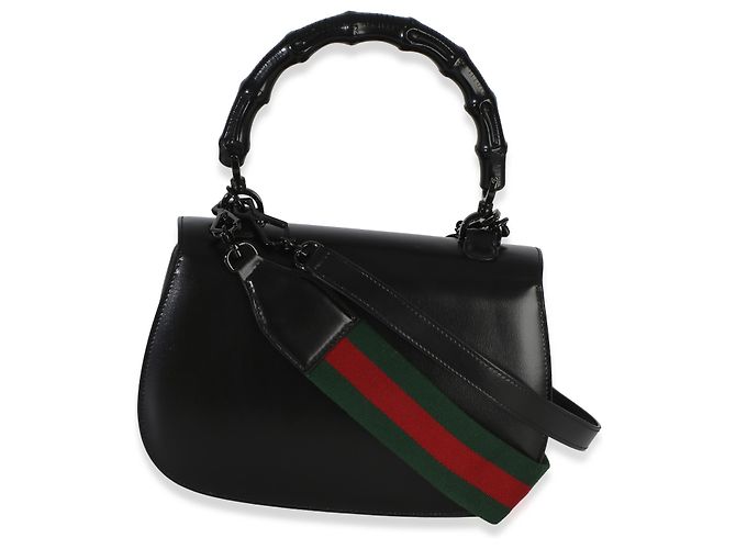 Borsa Gucci Dyana Lux Medium Bamboo 1947 con manico superiore monocromatica nera bordata Nero - vista 2