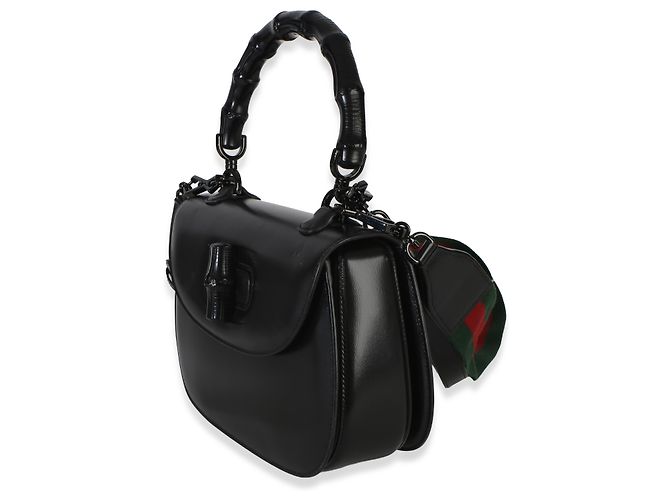 Borsa Gucci Dyana Lux Medium Bamboo 1947 con manico superiore monocromatica nera bordata Nero - vista 3