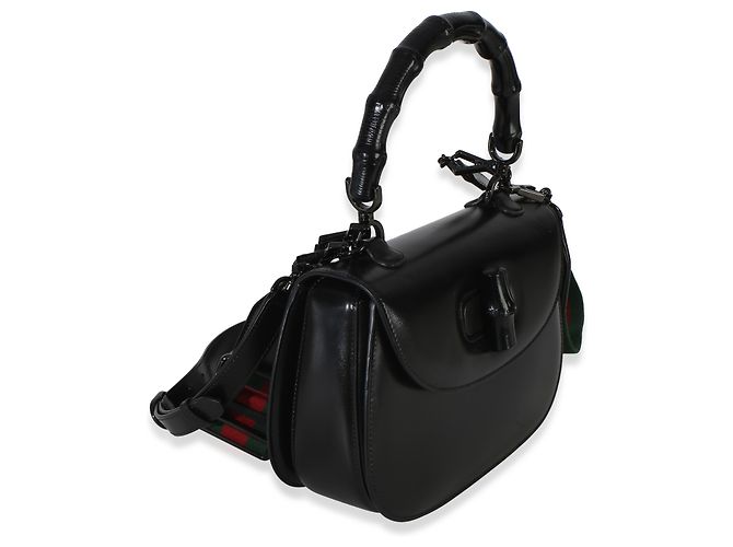 Borsa Gucci Dyana Lux Medium Bamboo 1947 con manico superiore monocromatica nera bordata Nero - vista 4