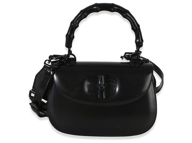 Borsa Gucci Dyana Lux Medium Bamboo 1947 con manico superiore monocromatica nera bordata Nero - vista 8