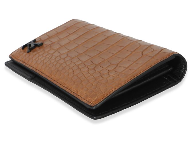Carteira Louis Vuitton Brazza Monogram em jacaré marrom Bege - vista 5