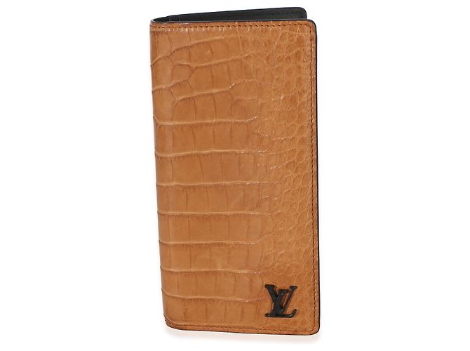 Carteira Louis Vuitton Brazza Monogram em jacaré marrom Bege - vista 7
