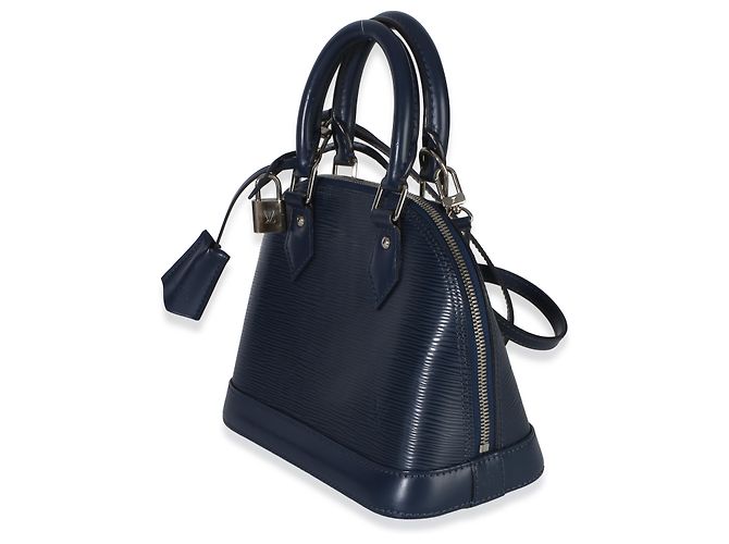 Louis Vuitton Alma BB in pelle Epi blu navy - vista 3