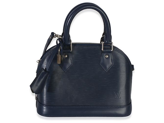 Louis Vuitton Alma BB in pelle Epi blu navy - vista 8