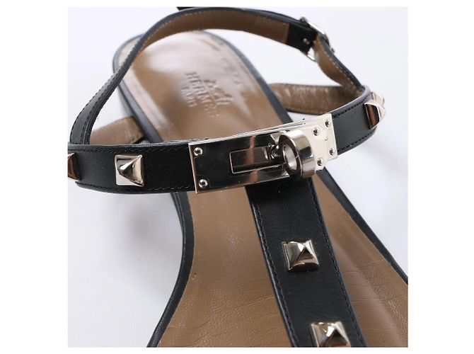 Kelly Hermès Sandali Olivia in pelle HERMES, Nero, Taglia EU 38.5 - vista 13