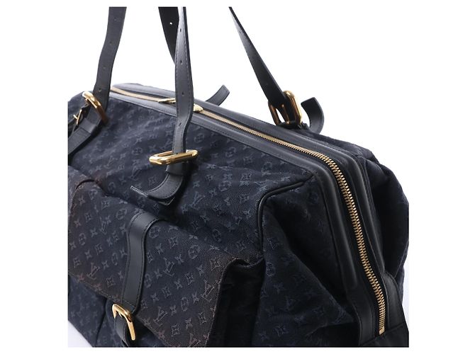 Borsa a Spalla Louis Vuitton Claudine Mini Lin Monogram Blu Navy M42321 - vista 3