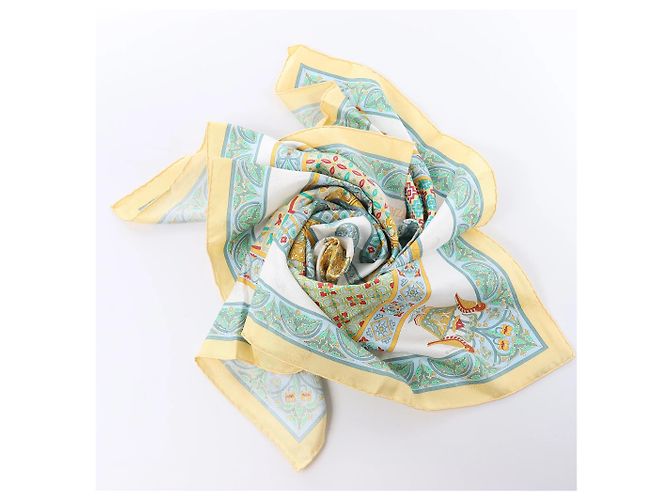 Foulard in seta Hermès Carré 90 "CIELS BYZANTINS" Giallo - vista 12