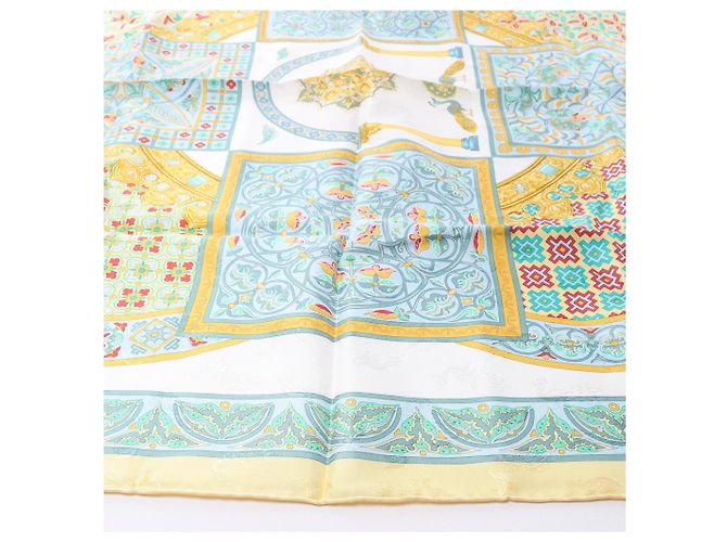 Foulard in seta Hermès Carré 90 "CIELS BYZANTINS" Giallo - vista 4