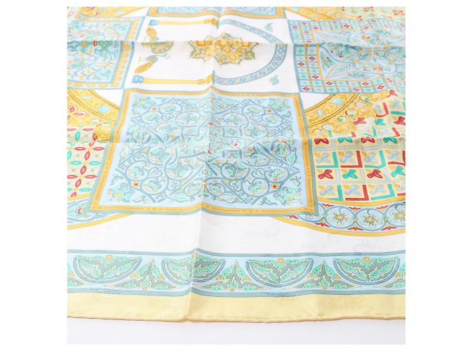 Foulard in seta Hermès Carré 90 "CIELS BYZANTINS" Giallo - vista 6