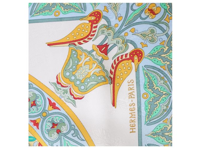 Foulard in seta Hermès Carré 90 "CIELS BYZANTINS" Giallo - vista 8