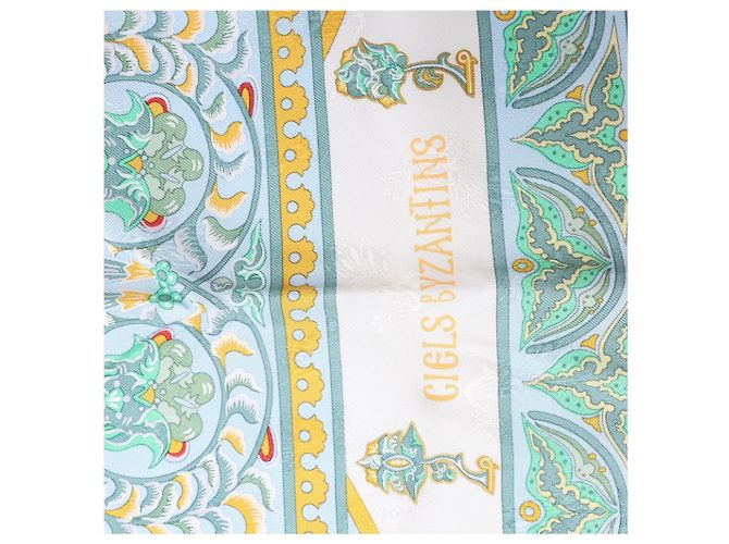 Foulard in seta Hermès Carré 90 "CIELS BYZANTINS" Giallo - vista 9