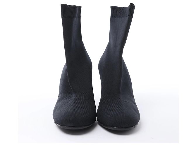 SOCK STIEFEL aus Leder und Stoff mit Prada Triangle Logo, Schwarz, Größe EU 38 - Ansicht 4