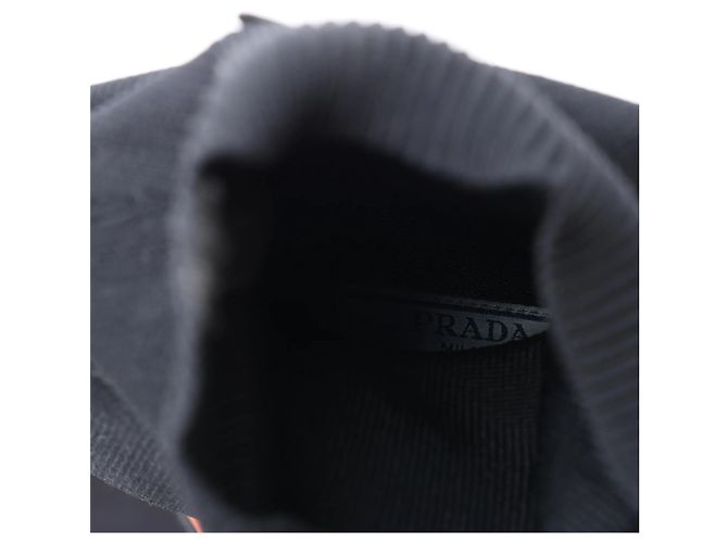 SOCK STIEFEL aus Leder und Stoff mit Prada Triangle Logo, Schwarz, Größe EU 38 - Ansicht 8