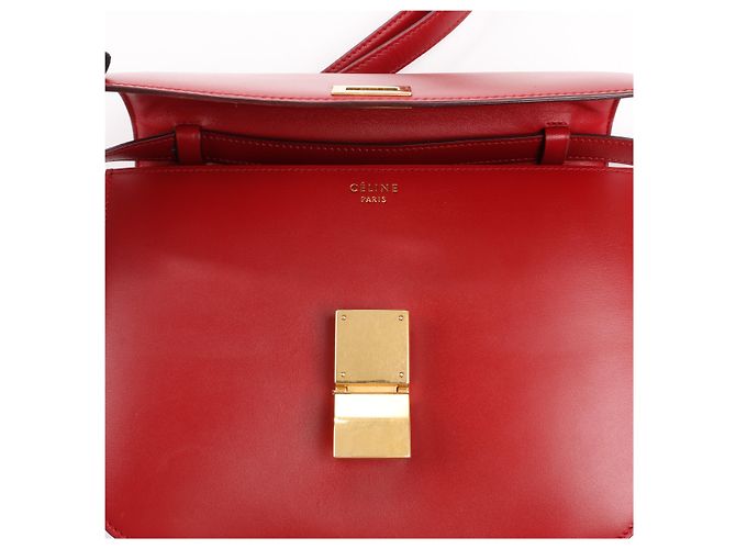 Céline Borsa a tracolla CELINE Classic Box Medium in pelle rossa Rosso - vista 16