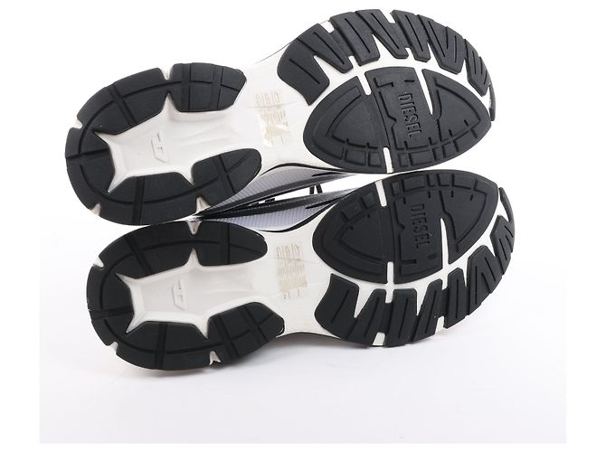 Baskets Diesel D-Airspeed Low-Striped en ripstop enduit Argent, Taille 43 EU Gris - vue 10