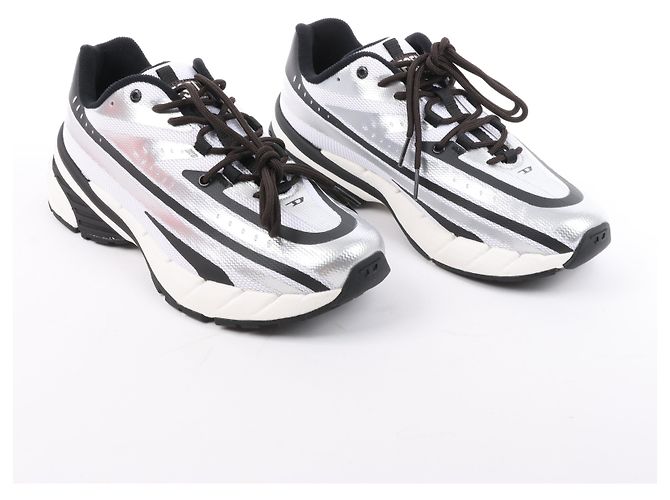 Baskets Diesel D-Airspeed Low-Striped en ripstop enduit Argent, Taille 43 EU Gris - vue 2