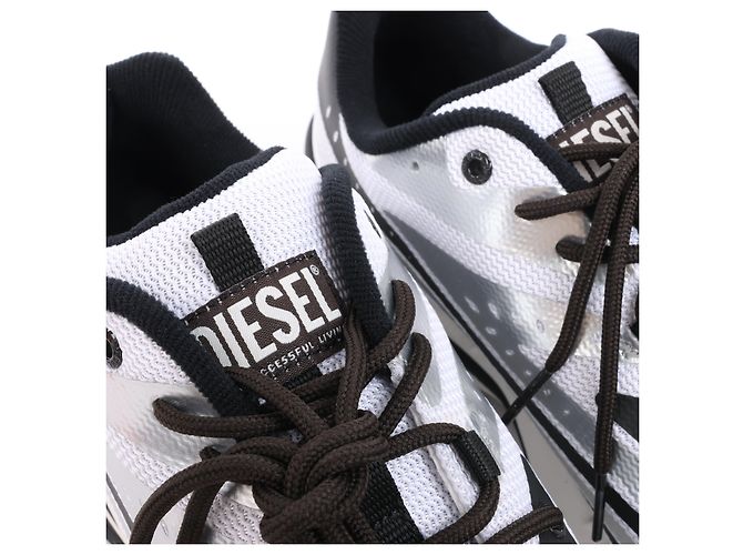 Baskets Diesel D-Airspeed Low-Striped en ripstop enduit Argent, Taille 43 EU Gris - vue 6