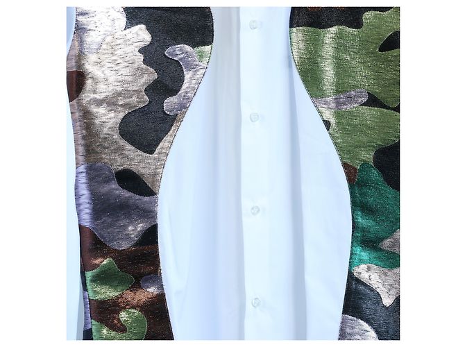 Camisa blanca con panel de camuflaje Dsquared2, 48 IT Blanco - vista 2