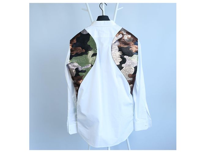 Camisa blanca con panel de camuflaje Dsquared2, 48 IT Blanco - vista 3